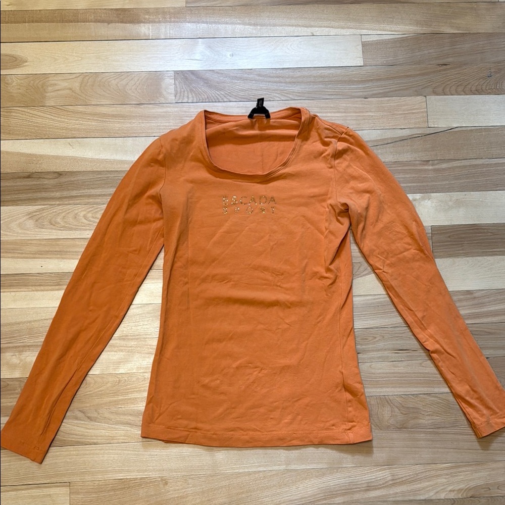 Escada Orange Fitted Long Sleeve Blouse